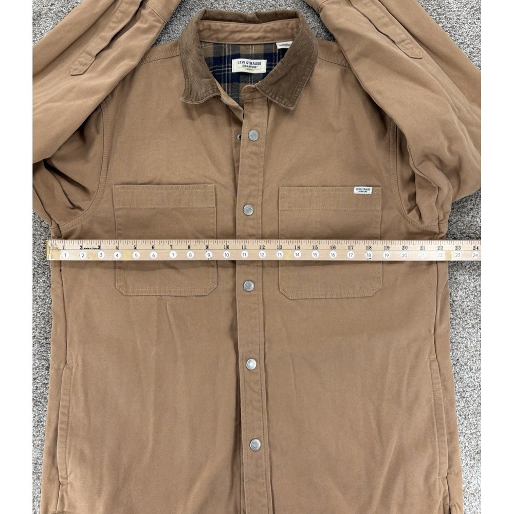 Levi Strauss Signature Utility Shirt Jacket Mens M Khaki Fleece Lined Canvas NEW - Picture 9 of 10